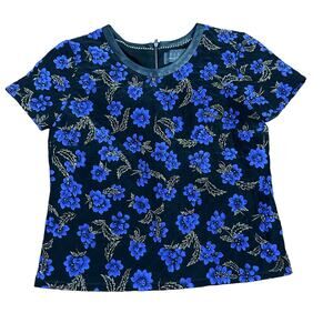 Patterson J Kincaid Black Purple Floral Quilted Top